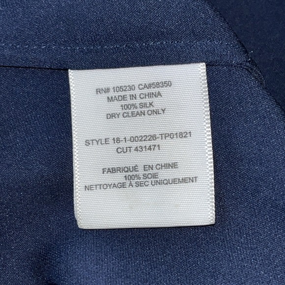 Joie Women's Top XS Blue Silk Vneck  Long Sleeve Flutter Bell Cuff Back Pleat - Picture 8 of 9